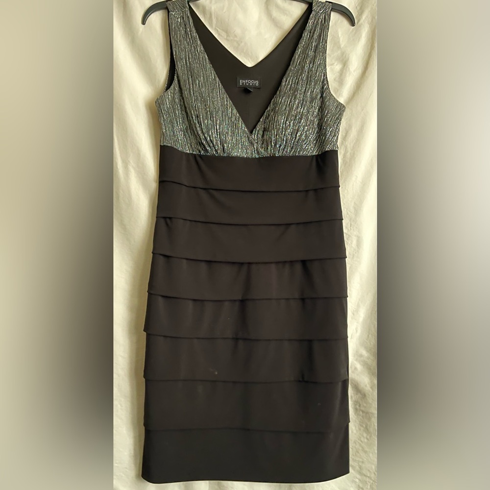 Cocktail Dress! Enfocus black & silver dress